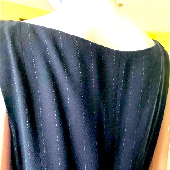 Anne Klein Navy blue striped wool pencil dress at knee & jacket 2 Pc suit US 12 - Picture 6 of 13